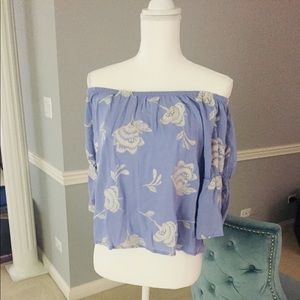 NWT Lush off the shoulder top in baby blue Size M